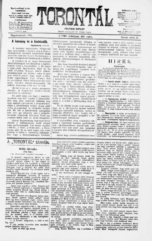 Torontál, 34. évf. 1905. július 26. 168. sz.