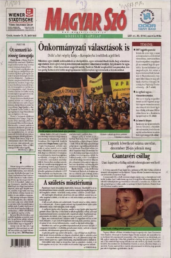 Magyar Szó, 64. évf. 2007. december 24. – 25. 301. sz. 1–32. oldal