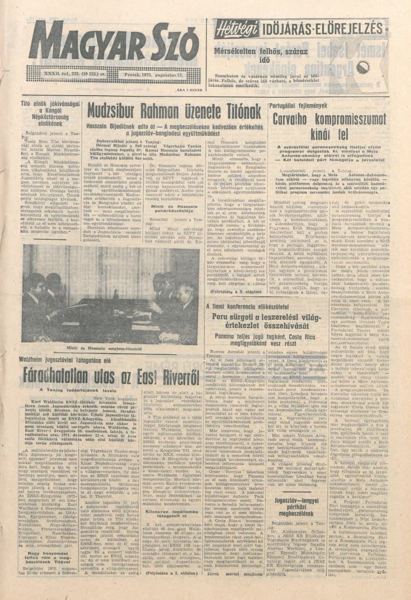 Magyar Szó, 32. évf. 1975. augusztus 15. 223. sz.
