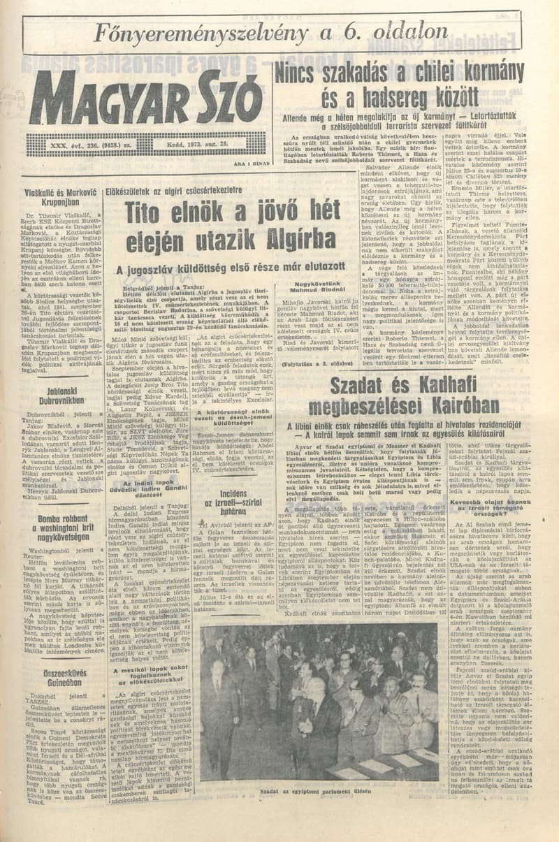 Magyar Szó, 30. évf. 1973. augusztus 28. 236. sz. 1–20. oldal