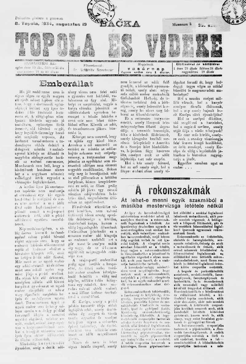Bačka Topola és Vidéke, 11. évf. 1934. augusztus 19. 33. sz.