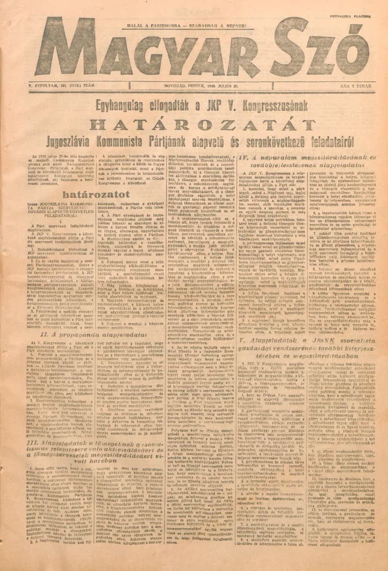 Magyar Szó, 5. évf. 1948. július 30. 181. sz. 1–6. oldal