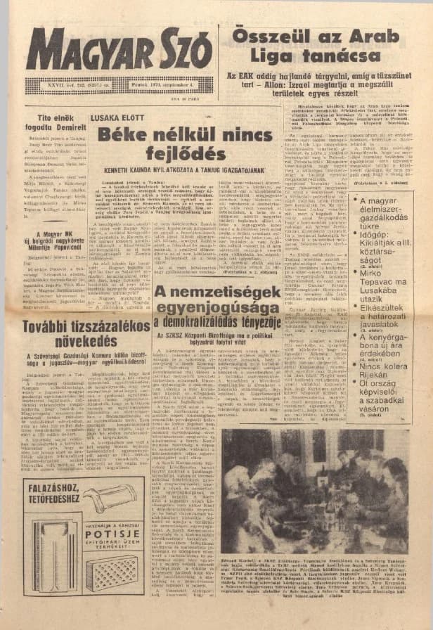 Magyar Szó, 27. évf. 1970. szeptember 4. 243. sz. 1–12. oldal