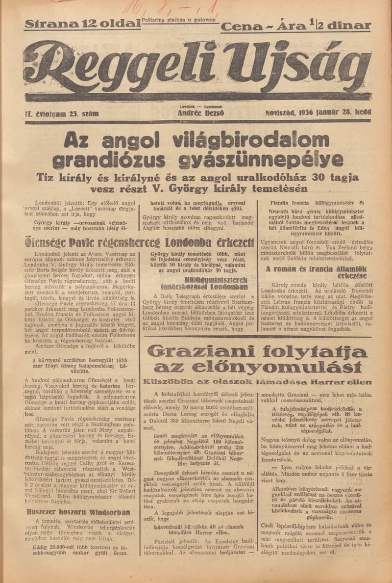 Reggeli Újság, 17. évf. 1936. január 28. 23. sz.