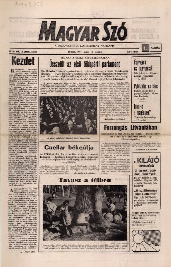 Magyar Szó, 48. évf. 1991. január 12. 10. sz. 1–24. oldal
