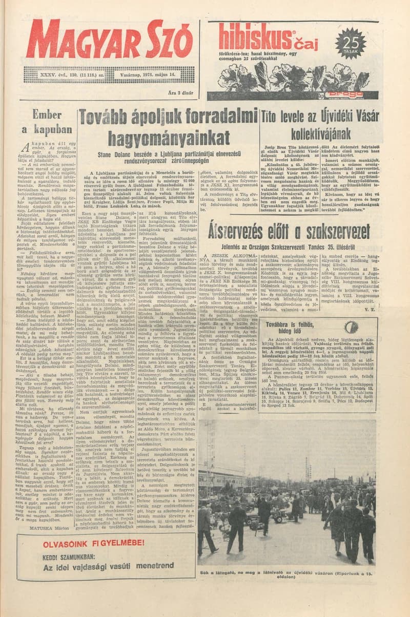 Magyar Szó, 35. évf. 1978. május 14. 130. sz. 1–44. oldal