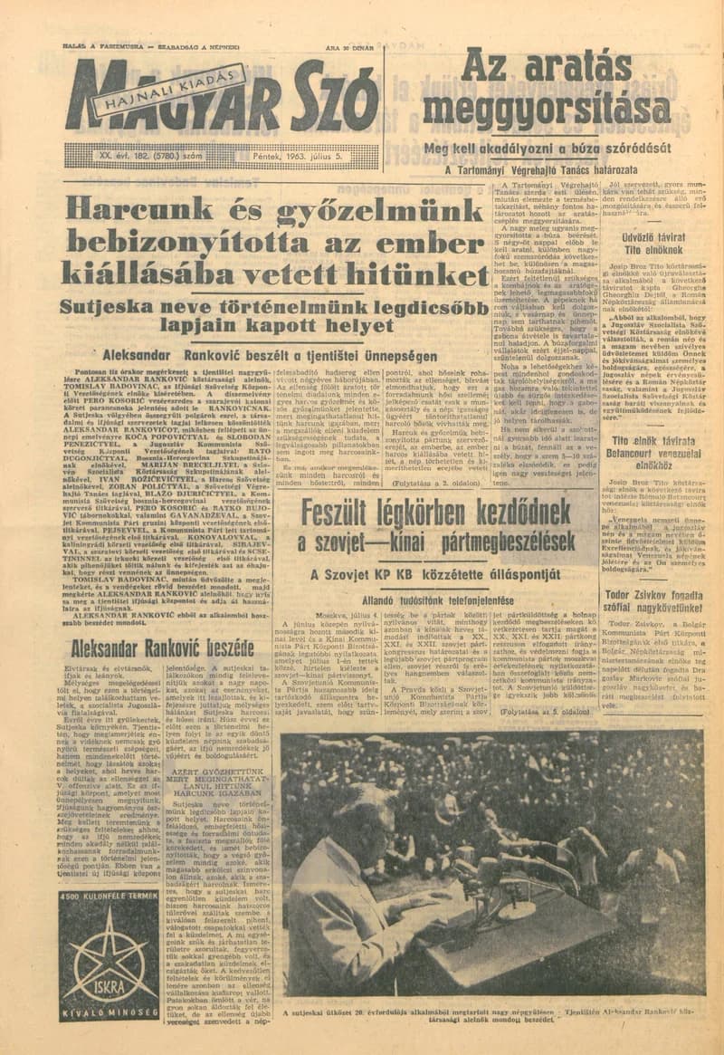 Magyar Szó, 20. évf. 1963. július 5. 182. sz. 1–14. oldal