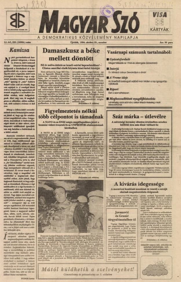 Magyar Szó, 51. évf. 1994. október 29. 235. sz. 1–16. oldal