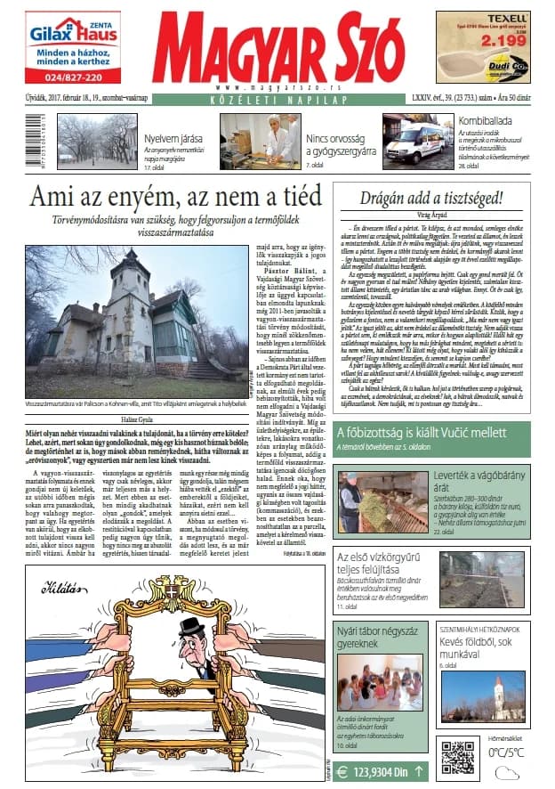 Magyar Szó, 74. évf. 2017. február 18. – 19. 39. sz. 1–32. oldal