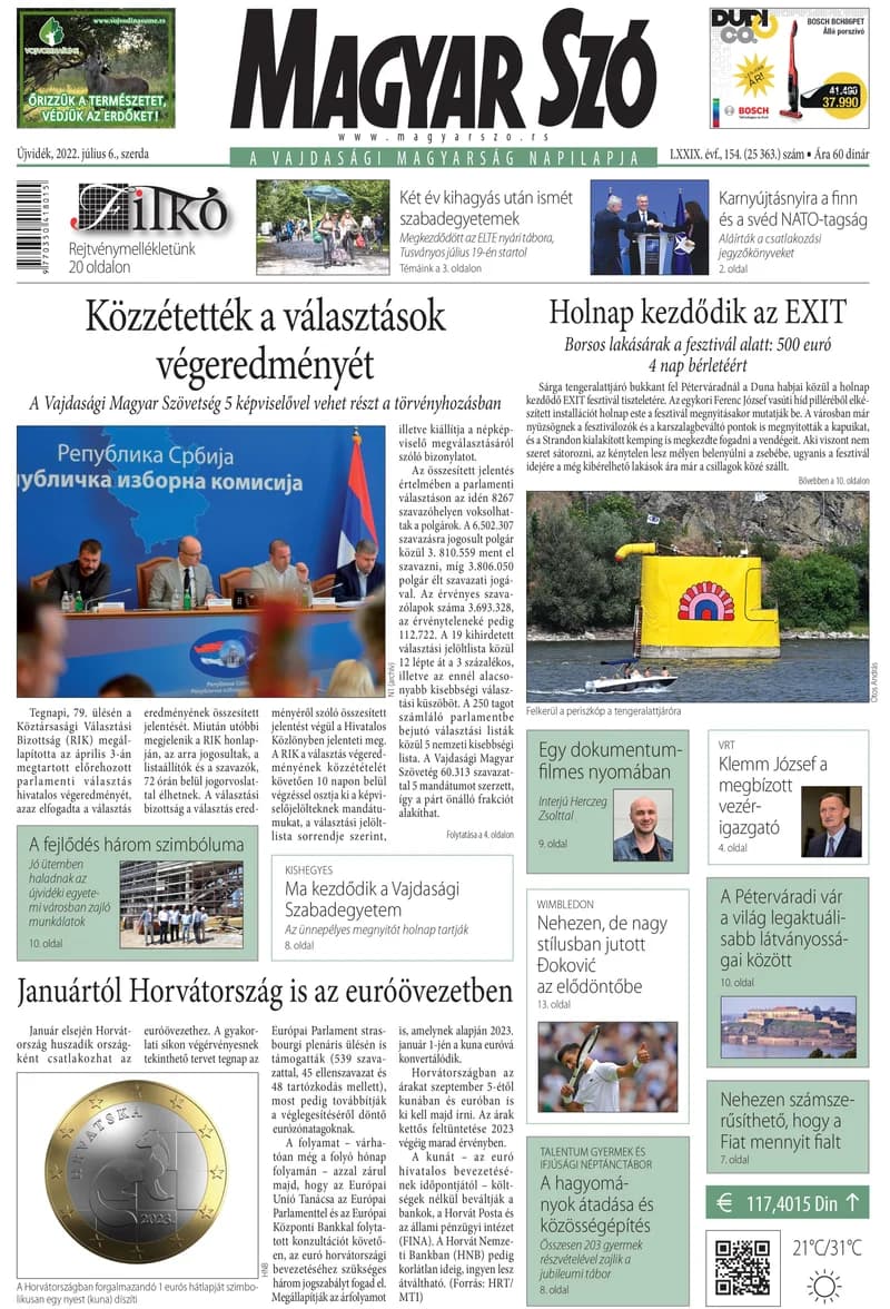 Magyar Szó, 79. évf. 2022. július 6. 154. sz. 1–16. oldal