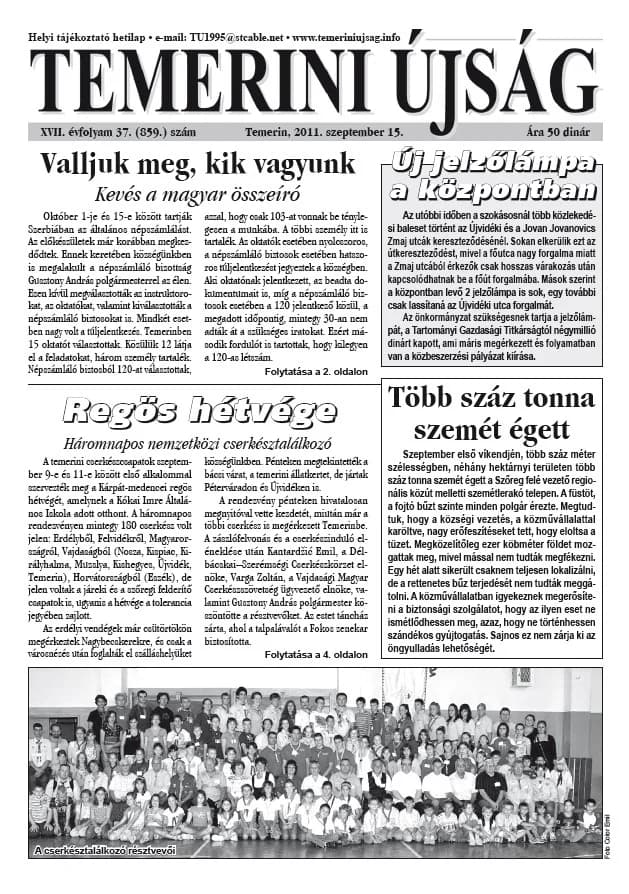 Temerini Újság, 17. évf. 2011. szeptember 15. 37. sz.
