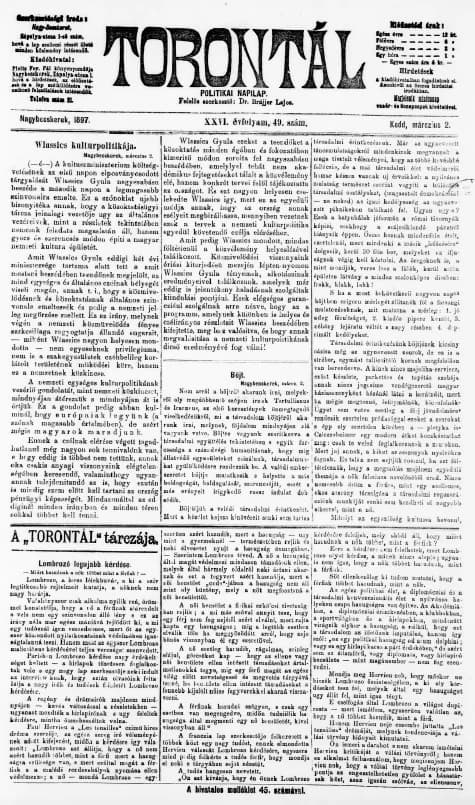 Torontál, 26. évf. 1897. március 2. 49. sz.