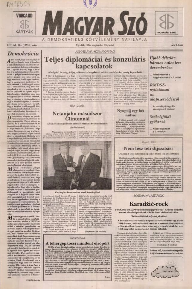 Magyar Szó, 53. évf. 1996. szeptember 10. 214. sz. 1–16. oldal