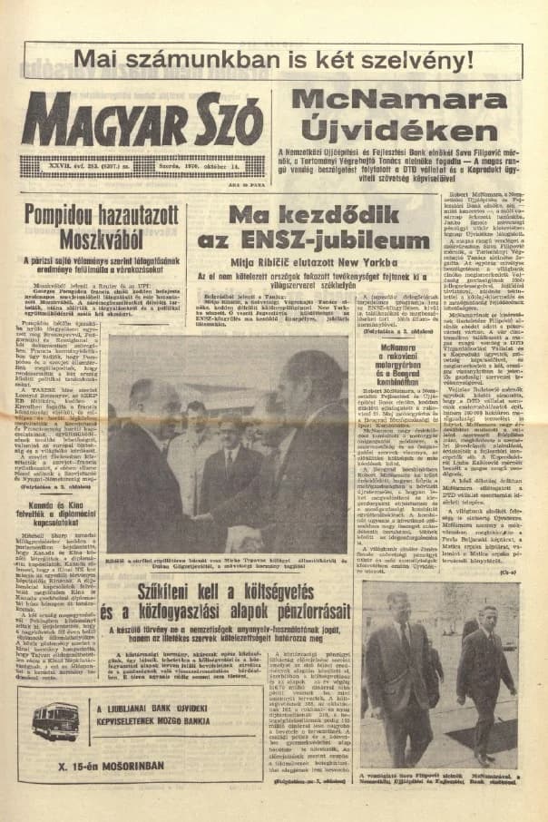 Magyar Szó, 27. évf. 1970. október 14. 283. sz. 1–14. oldal