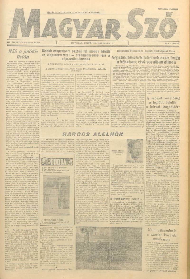 Magyar Szó, 7. évf. 1950. november 13. 270. sz. 1–4. oldal