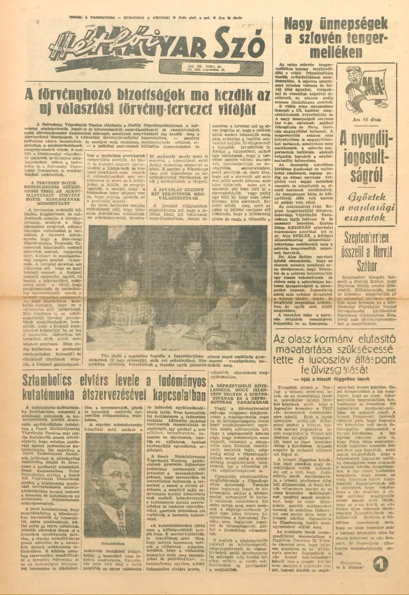 Magyar Szó, 10. évf. 1953. augusztus 31. 239. sz. 1–8. oldal