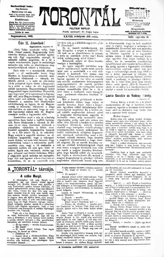 Torontál, 28. évf. 1899. augusztus 14. 185. sz.