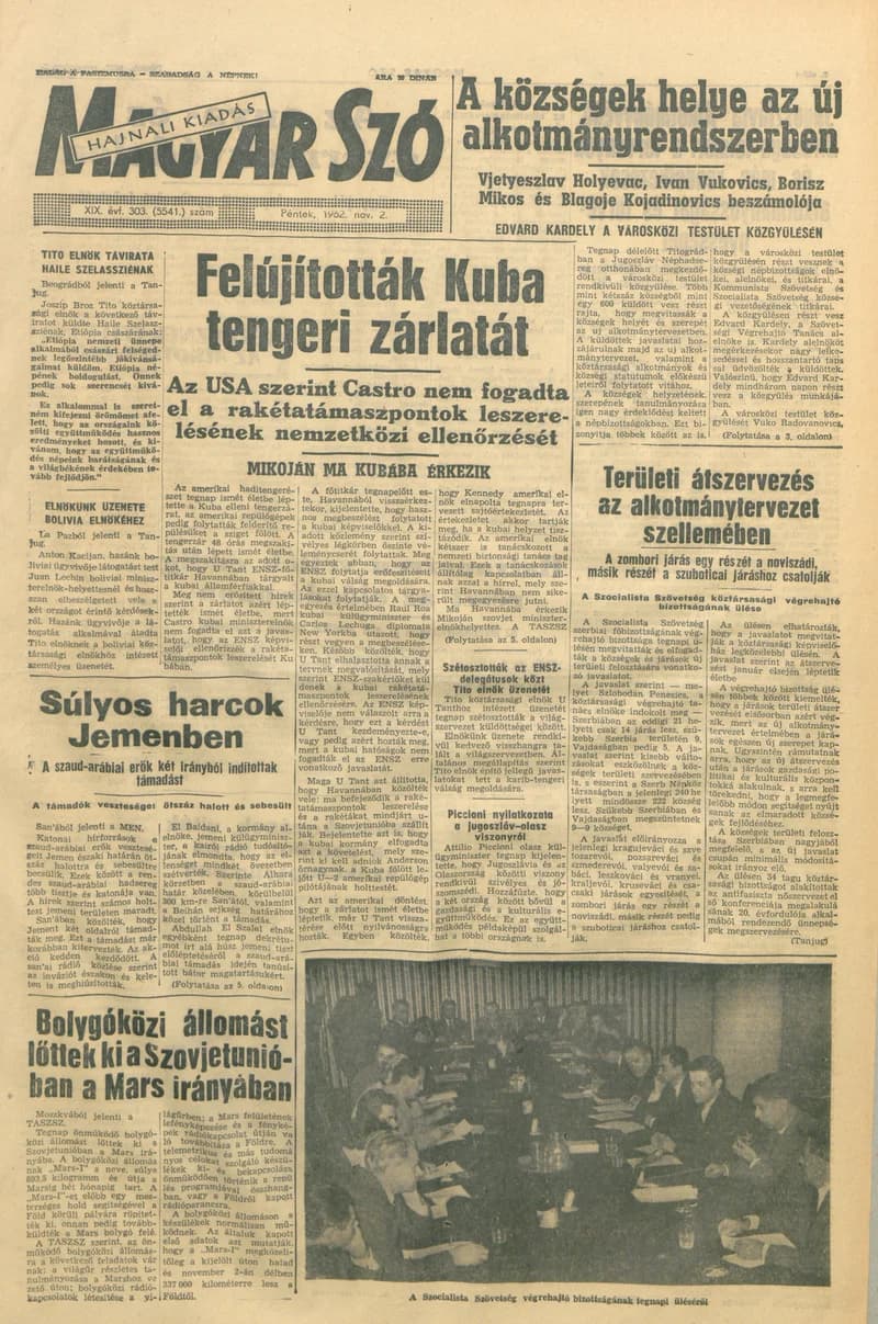 Magyar Szó, 19. évf. 1962. november 2. 303. sz. 1–14. oldal