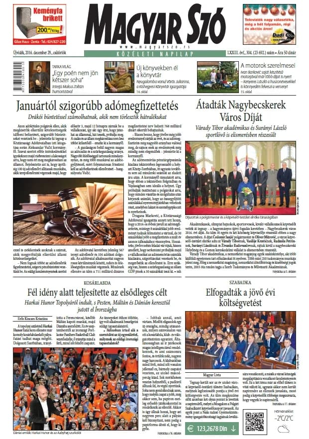 Magyar Szó, 73. évf. 2016. december 29. 304. sz. 1–20. oldal