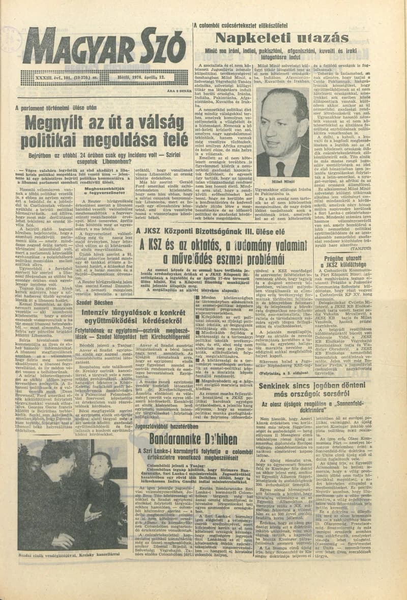 Magyar Szó, 33. évf. 1976. április 12. 101. sz. 1–8. oldal