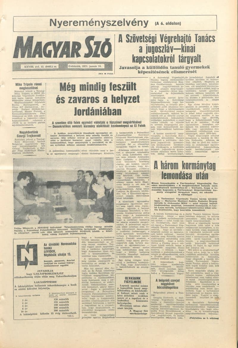 Magyar Szó, 28. évf. 1971. január 14. 12. sz. 1–16. oldal