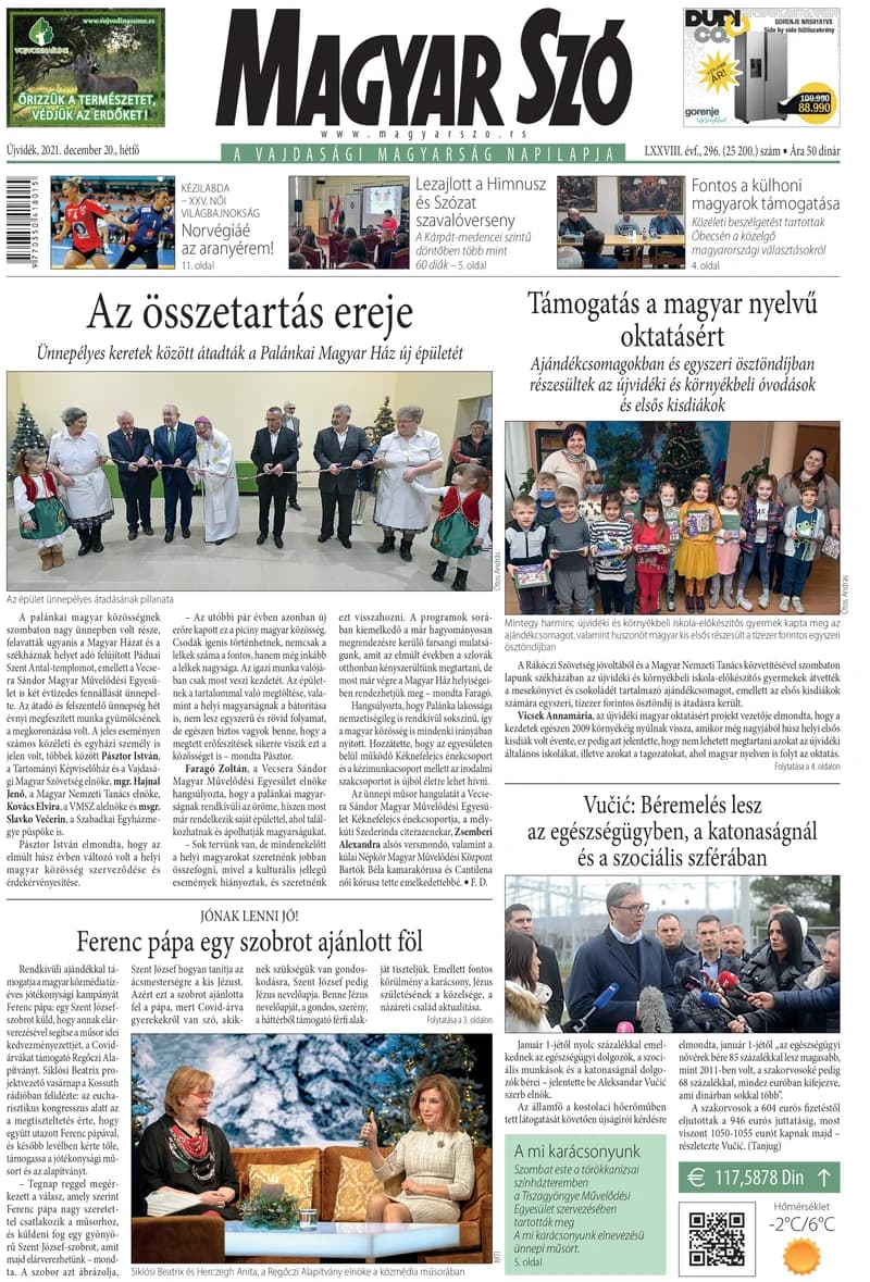 Magyar Szó, 78. évf. 2021. december 20. 296. sz. 1–20. oldal