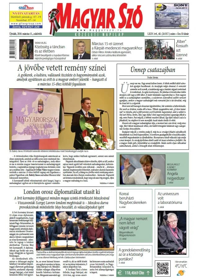 Magyar Szó, 75. évf. 2018. március 15. 60. sz. 1–20. oldal
