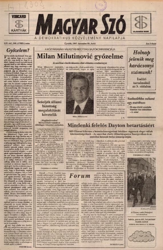 Magyar Szó, 54. évf. 1997. december 23. 300. sz. 1–16. oldal