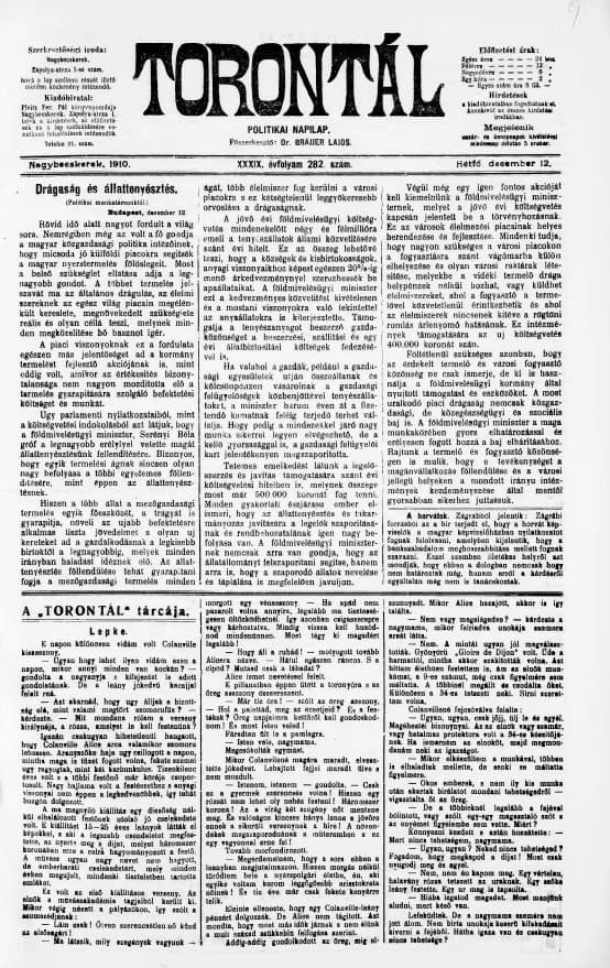 Torontál, 39. évf. 1910. december 12. 282. sz.