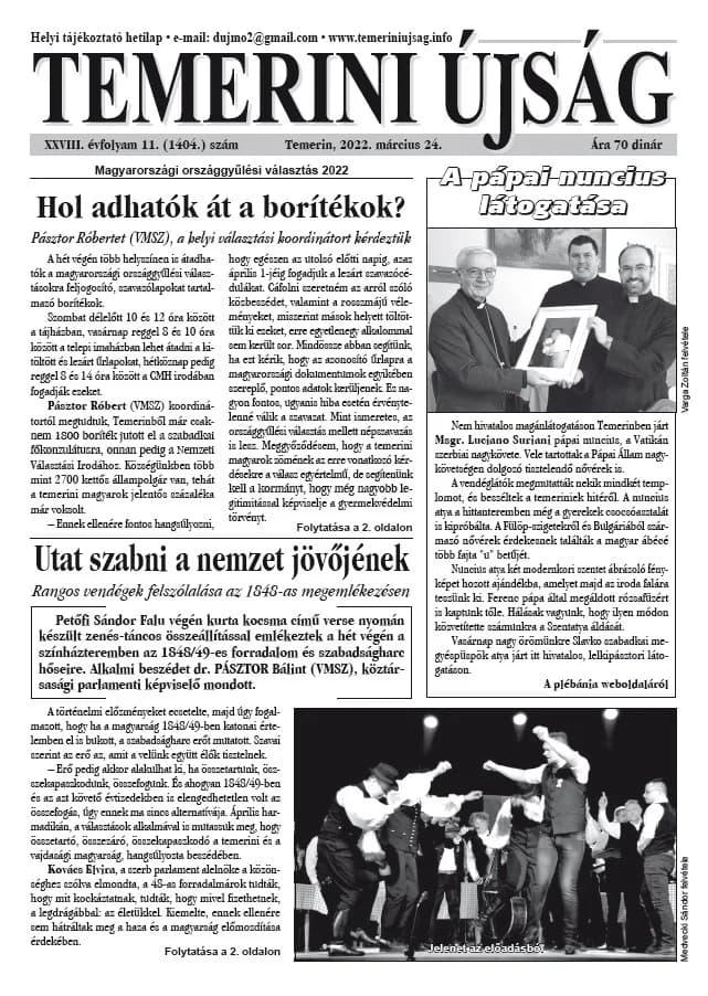 Temerini Újság, 28. évf. 2022. március 24. 11. sz.