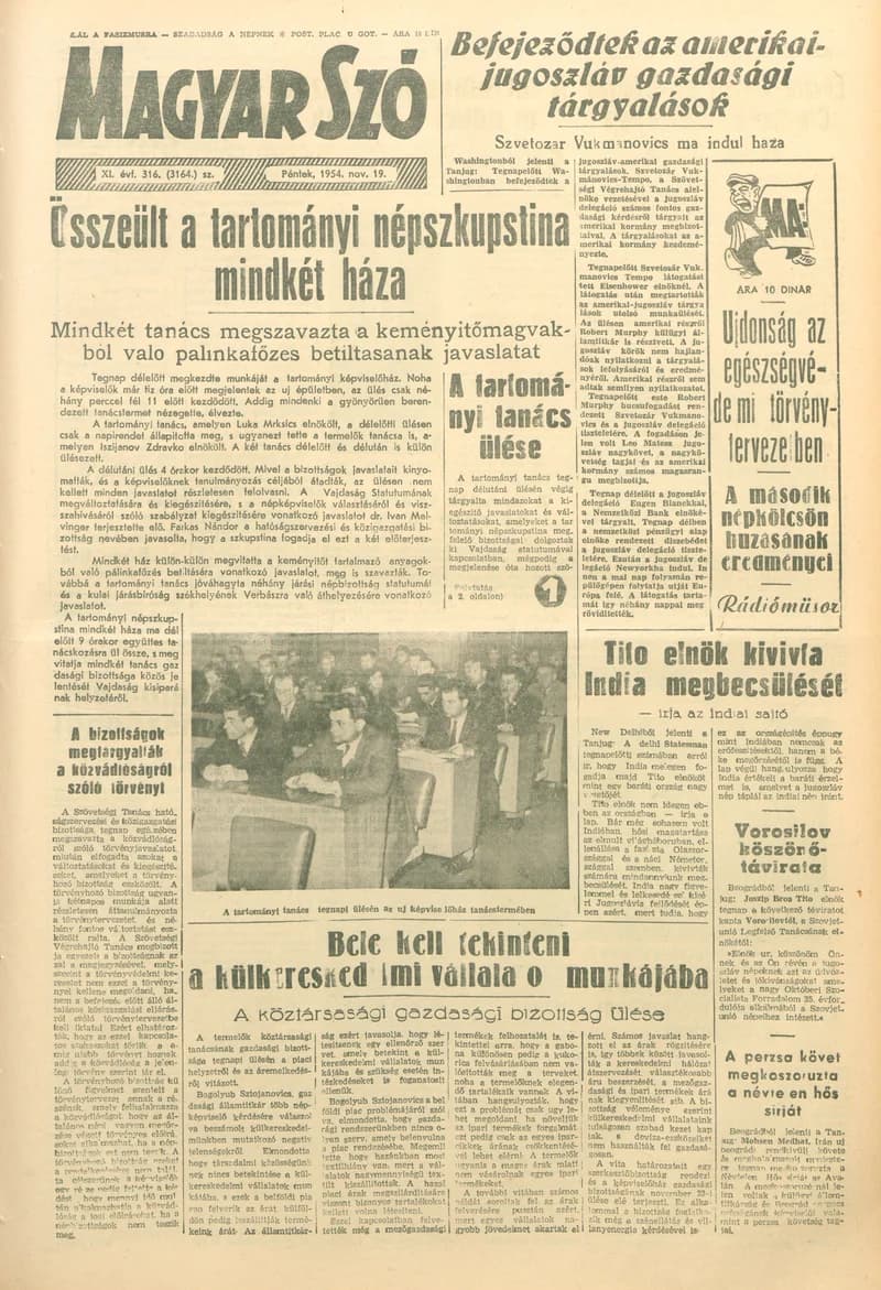 Magyar Szó, 11. évf. 1954. november 19. 316. sz. 1–8. oldal
