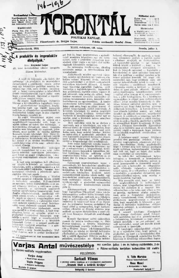 Torontál, 43. évf. 1914. július 1. 146. sz.