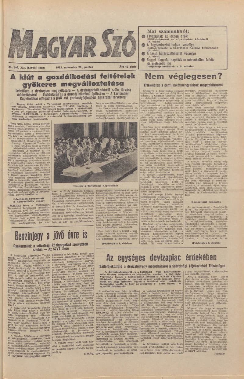 Magyar Szó, 40. évf. 1983. november 25. 325. sz.