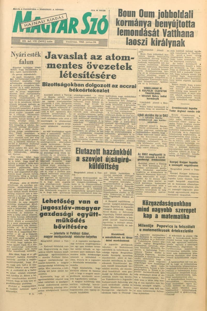 Magyar Szó, 19. évf. 1962. június 24. 172. sz. 1–24. oldal
