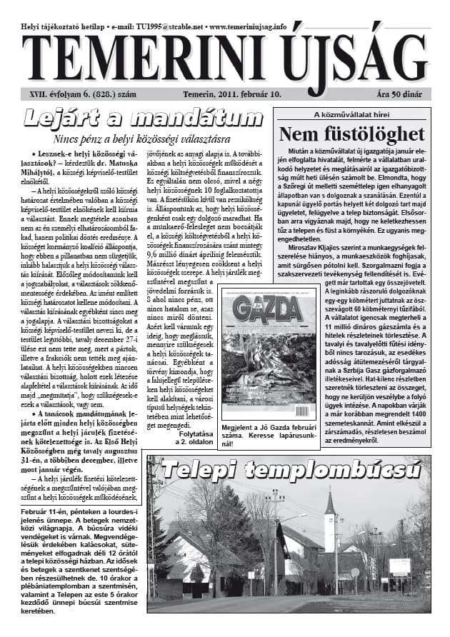 Temerini Újság, 17. évf. 2011. február 10. 6. sz.