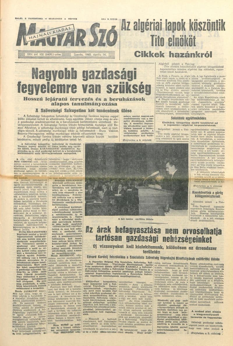Magyar Szó, 22. évf. 1965. április 14. 102. sz. 1–16. oldal