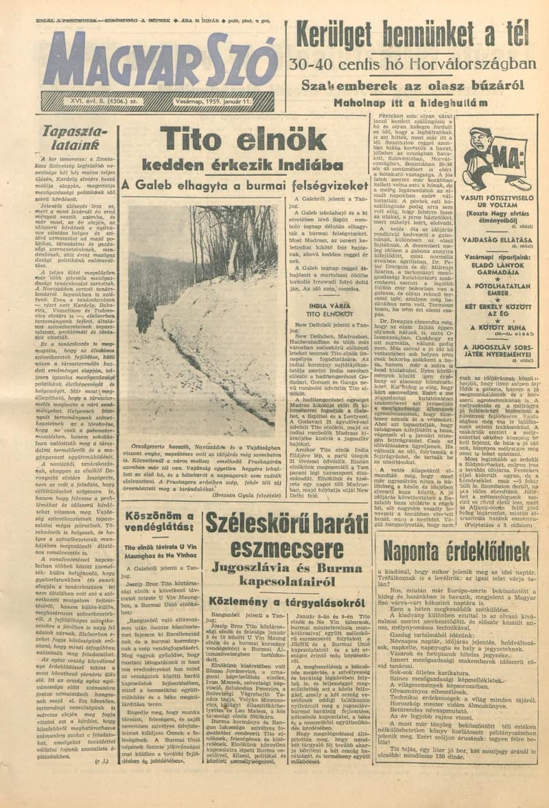 Magyar Szó, 16. évf. 1959. január 11. 8. sz. 1–26. oldal