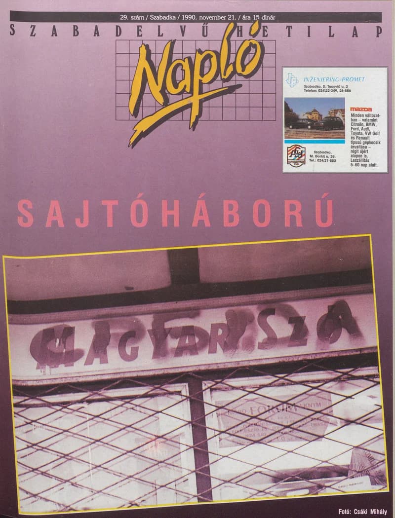 Napló - Szabadelvű hetilap, 1. évf. 1990. november 21. 29. sz.