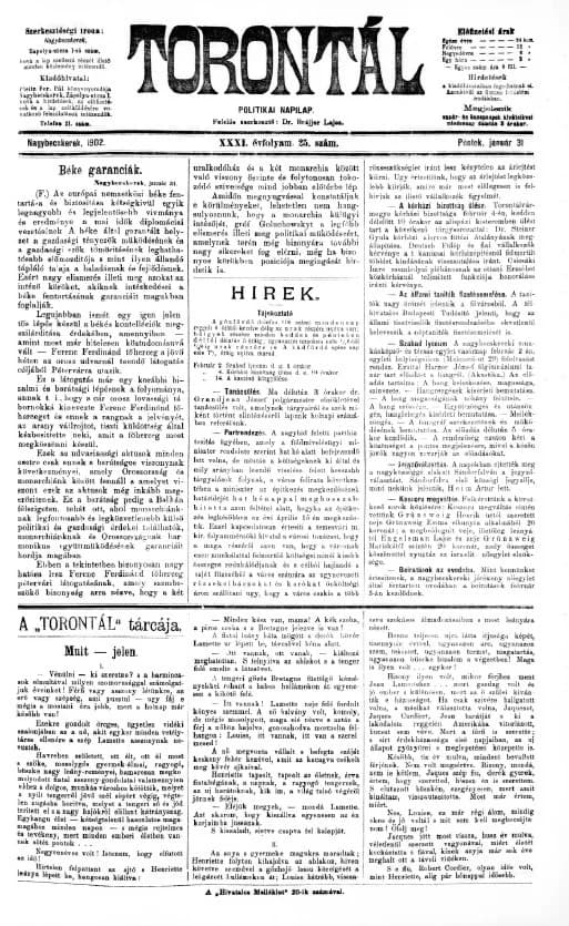 Torontál, 31. évf. 1902. január 31. 25. sz.