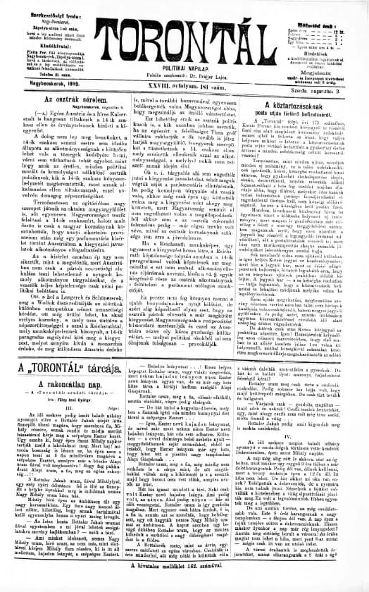 Torontál, 28. évf. 1899. augusztus 9. 181. sz.