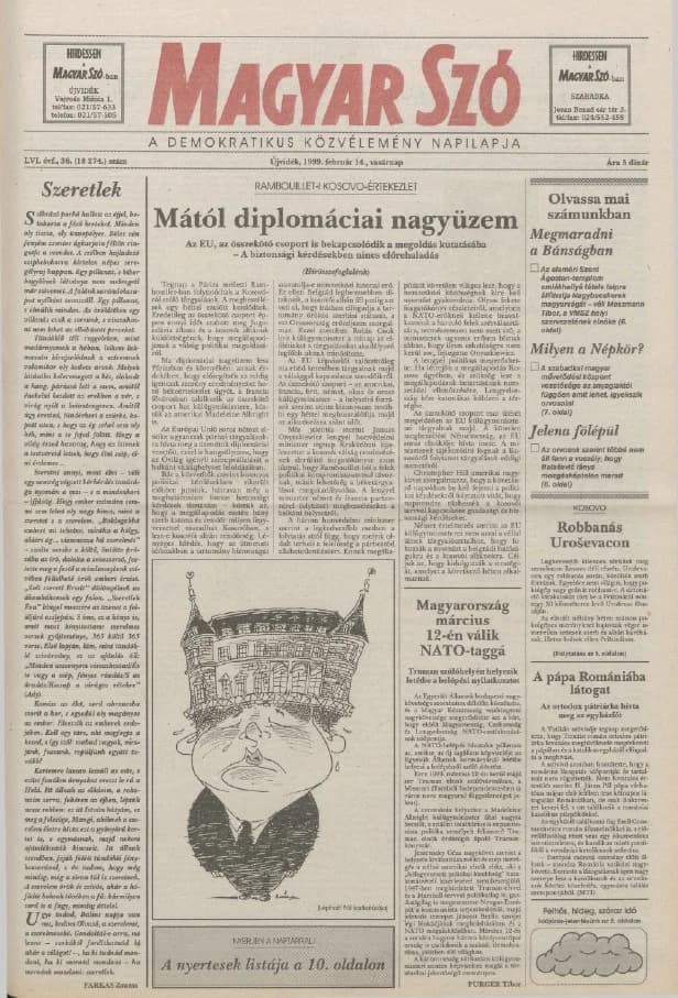 Magyar Szó, 56. évf. 1999. február 14. 36. sz. 1–24. oldal