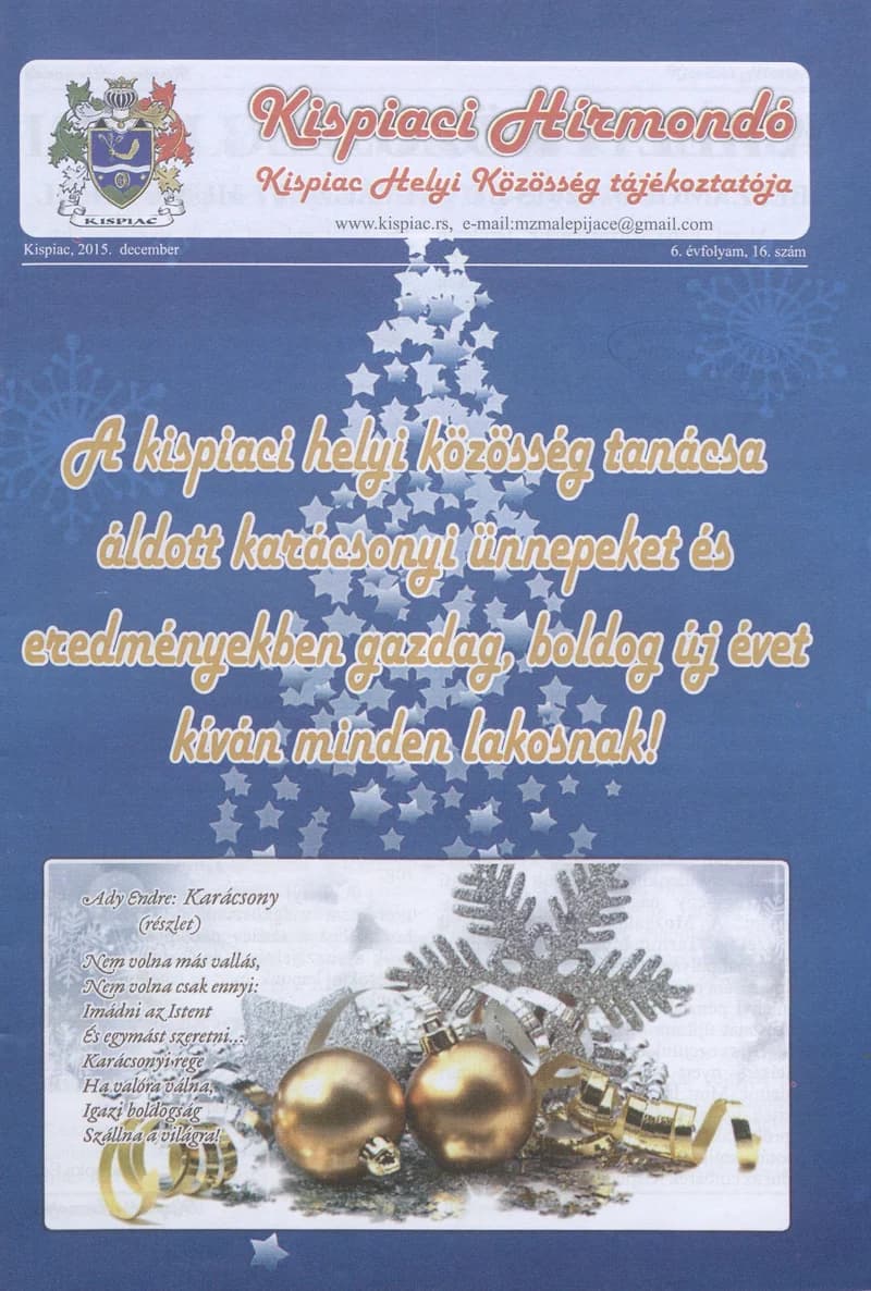 Kispiaci Hírmondó, 6. évf. 2015. december. 16. sz.