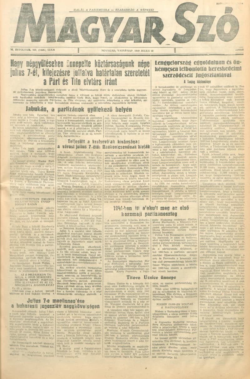 Magyar Szó, 6. évf. 1949. július 10. 162. sz. 1–4. oldal