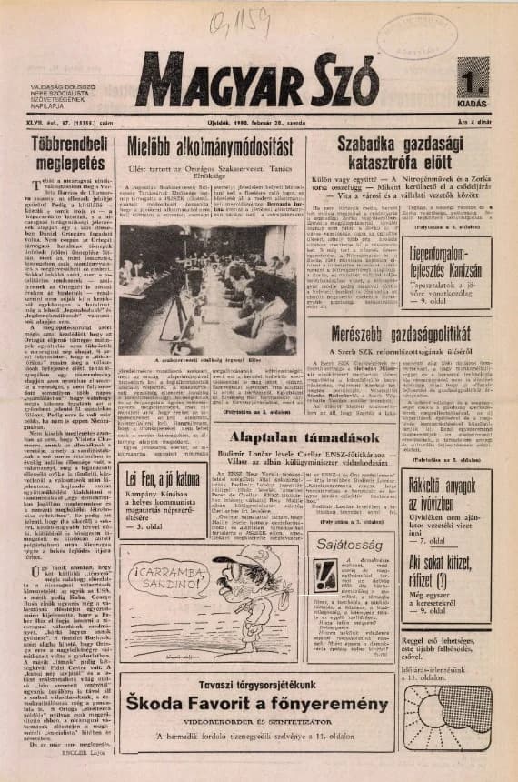 Magyar Szó, 47. évf. 1990. február 28. 57. sz. 1–20. oldal