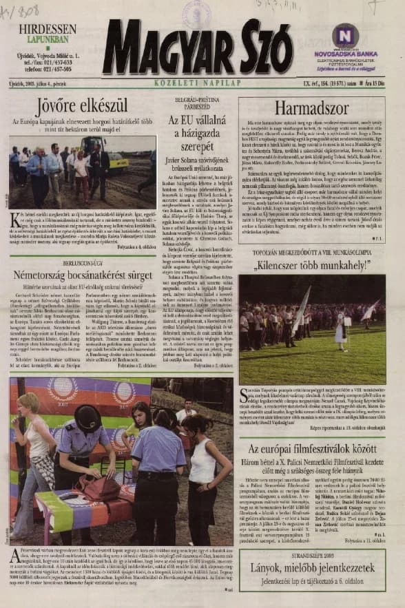 Magyar Szó, 60. évf. 2003. július 4. 156. sz. 1–16. oldal