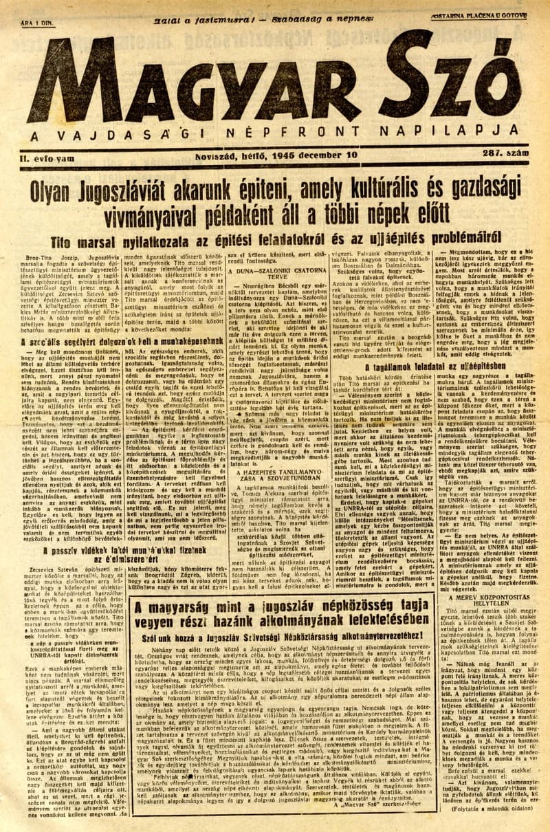 Magyar Szó, 2. évf. 1945. december 10. 287. sz. 1–4. oldal