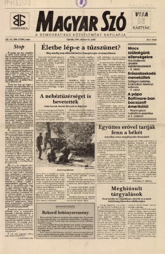 Magyar Szó, 52. évf. 1995. október 10. 236. sz. 1–16. oldal