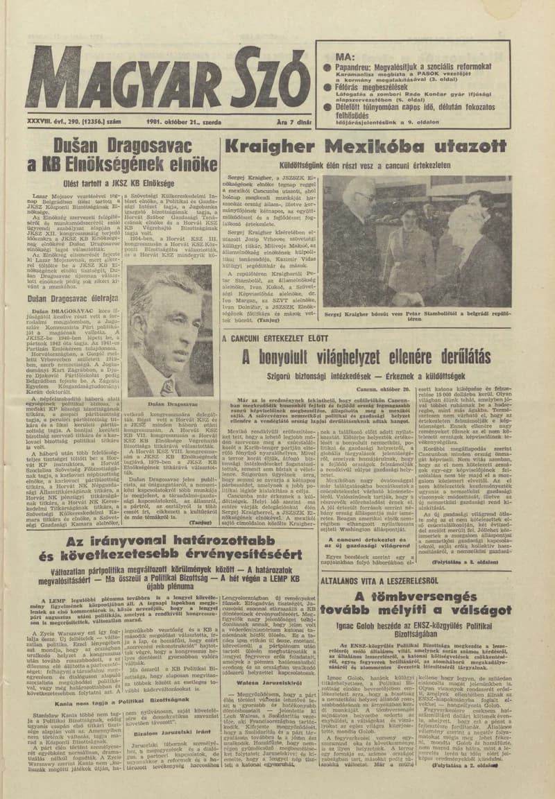Magyar Szó, 38. évf. 1981. október 21. 290. sz.