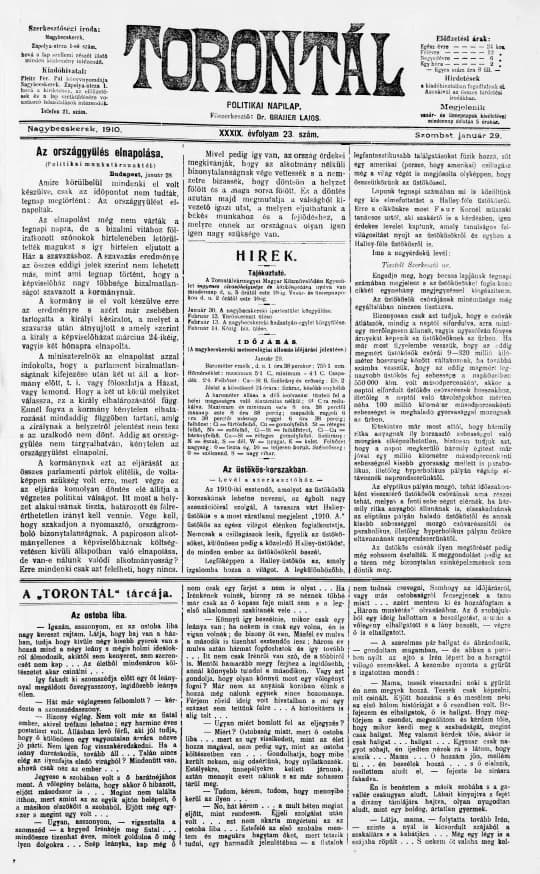 Torontál, 39. évf. 1910. január 29. 23. sz.