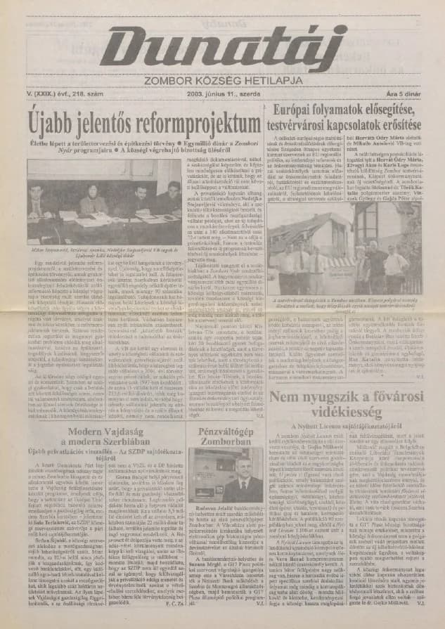 Dunatáj, 5. évf. 2003. június 11. 218. sz.